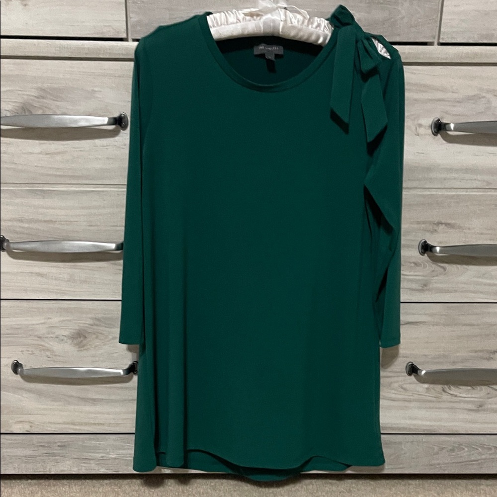 The Limited Emerald Green Blouse with Bow Detail